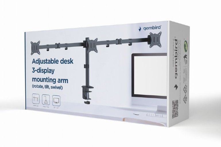gembird-ma-d3-01-adjustable-desk-3-display-mounting-arm-17-27-black_3.jpg Gembird MA-D3-01 Adjustable Desk 3-Display Mounting Arm 17”-27” Black - Image 3