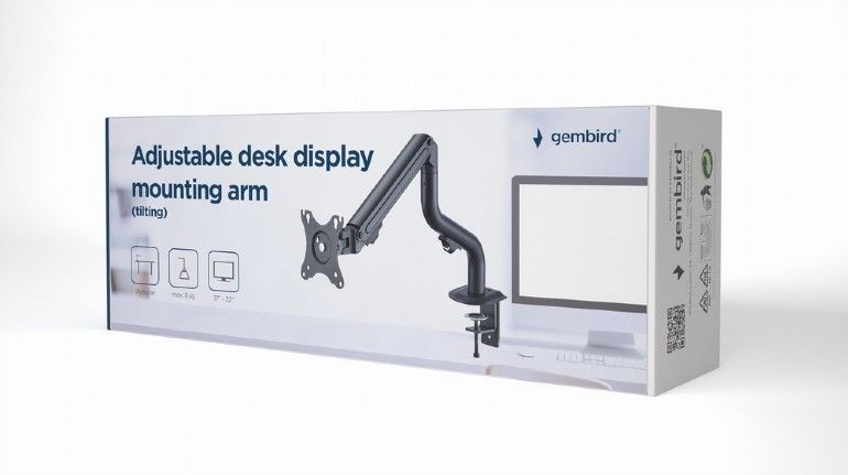 Gembird MA-DA1-02 Adjustable Tilting Desk Display Mounting Arm 17”-32” Black - Image 3