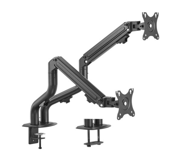 Gembird MA-DA2-02 Adjustable Tilting Desk 2-Display Mounting Arm 17”-32” Black - Image 1