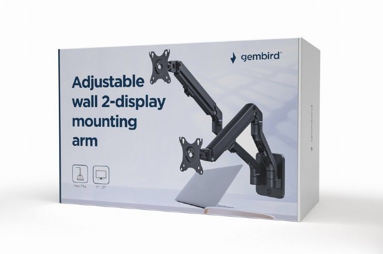 gembird-ma-wa2-01-adjustable-wall-2-display-mounting-arm-17-27-black_3.jpg Gembird MA-WA2-01 Adjustable Wall 2-Display Mounting Arm 17"-27” Black - Image 3