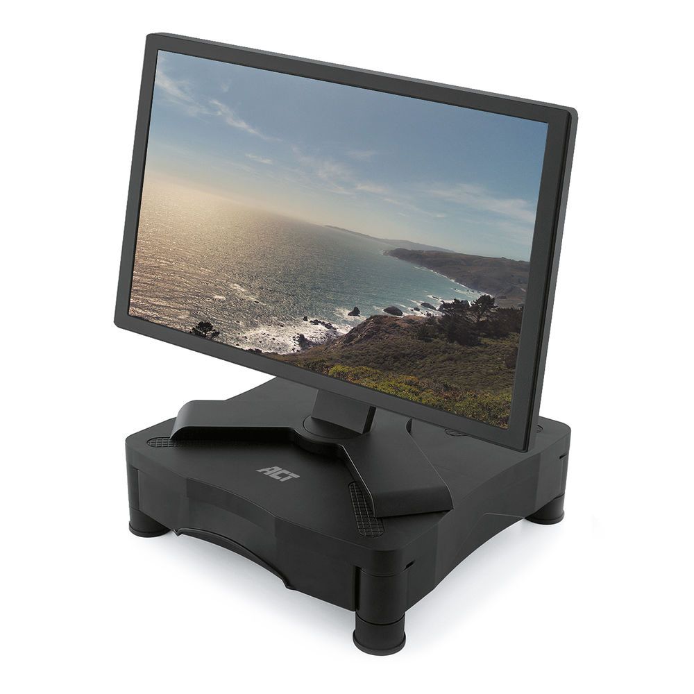 ACT AC8200 Monitor Stand with One Drawer 10"-17" Black - Image 1