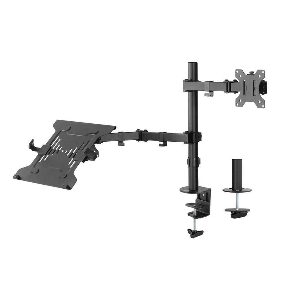 act-ac8305-single-monitor-arm-with-laptop-arm-10-32-black_1.jpg ACT AC8305 Single Monitor Arm with Laptop Arm 10"-32" Black - Image 1