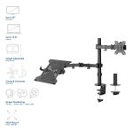 ACT AC8305 Single Monitor Arm with Laptop Arm 10"-35" Black - Image 2