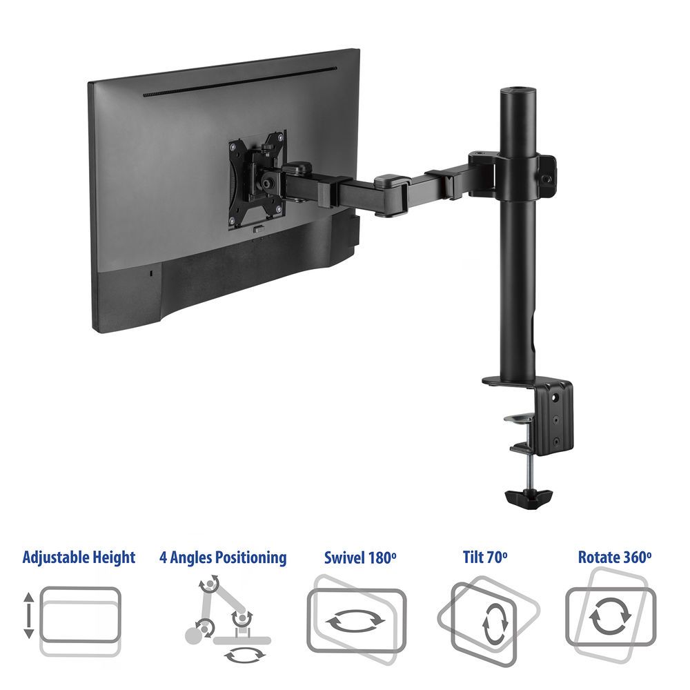 ACT AC8325 Single Monitor Arm Office Solid Pro 10"-32" Black - Image 6