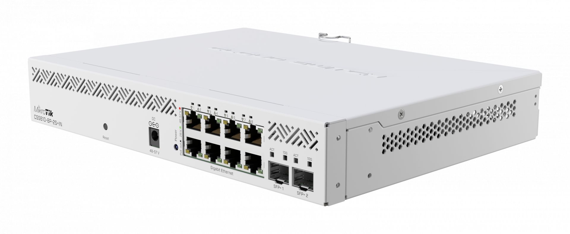 mikrotik-css610-8p-2s-in-8x-gigabit-poe-out-ports-and-2x-10-gigabit-sfp-ports_1.jpg MikroTik 8-portos rackbe szerelhető PoE switch, 2xSFP+ 10G port, SwitchOS - Image 1