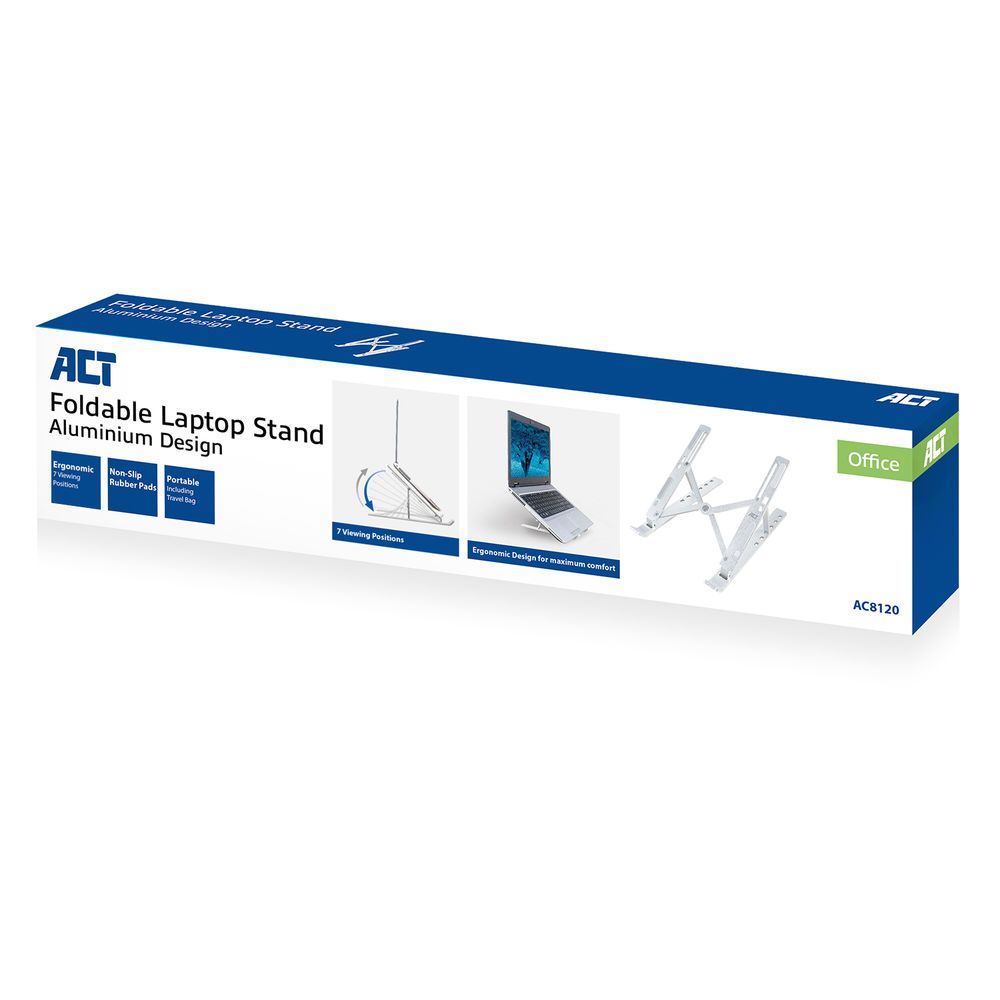 act-ac8120-foldable-laptop-stand-aluminium-7-positions-height-adjustable_4.jpg ACT AC8120 Összecsukható laptop állvány alumínium 6 pozícióban állítható magasságú - Image 4