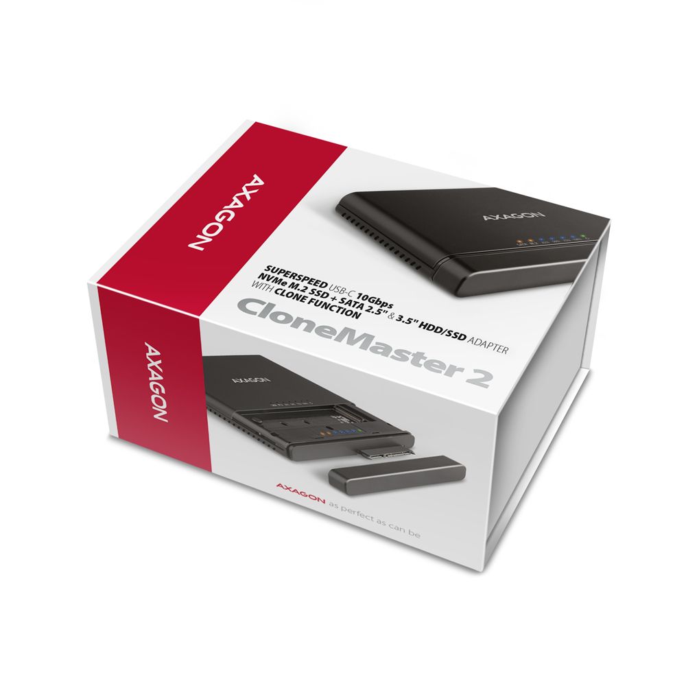 Axagon ADSA-CC USB-C 10Gbps NVMe M.2/SATA 2,5"/3,5" HDD/SSD másoló - Image 11
