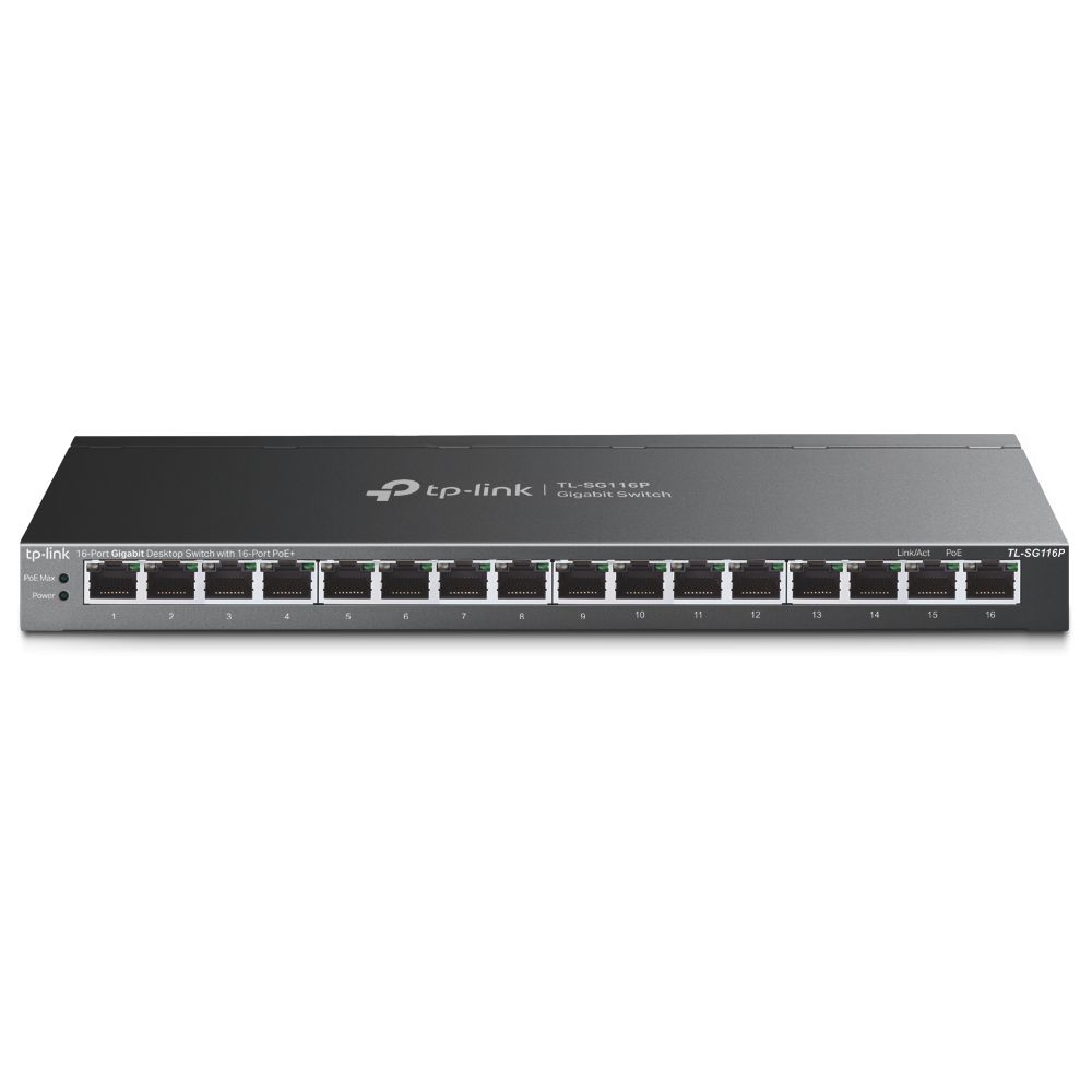 tp-link-tl-sg116p-16-port-gigabit-desktop-switch-with-16-port-poe-_1.jpg TP-Link TL-SG116P 16-Port Gigabit Desktop Switch with 16-Port PoE+ - Image 1