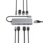 Hama FIC USB 3.1 TYPE-C,9IN1 DOKK. ADAPTER(4xUSB3.1, 2xHDMI, LAN, USB-C, PD) Grey - Image 2
