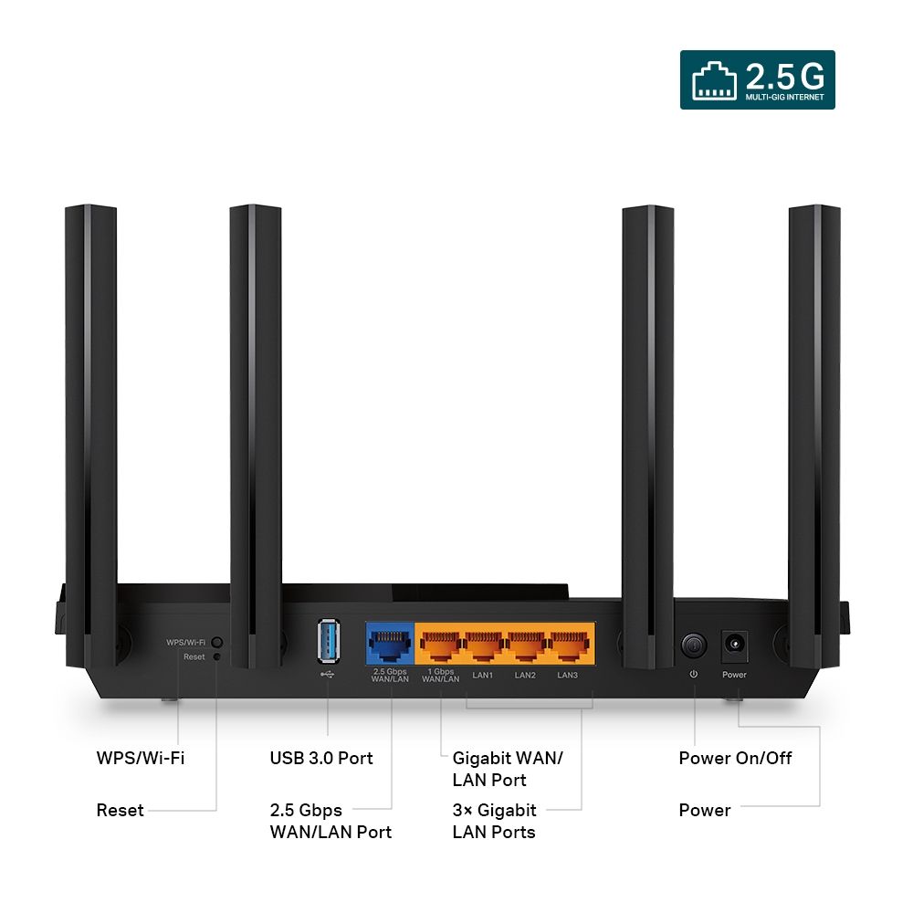 TP-Link Router WiFi AX3000 - Archer AX55 Pro (574Mbps 2,4GHz + 2402Mbps 5GHz; 4port 1Gbps; WPA3; USB3.0; OFDMA; Wifi-6) - Image 5