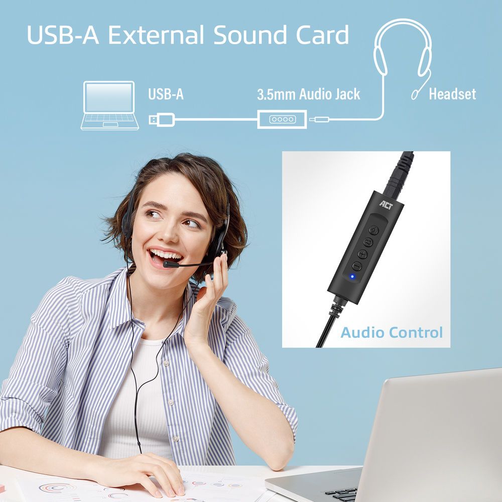 ACT AC9360 USB-A External Sound Card 2.0 USB Hangkártya - Image 6