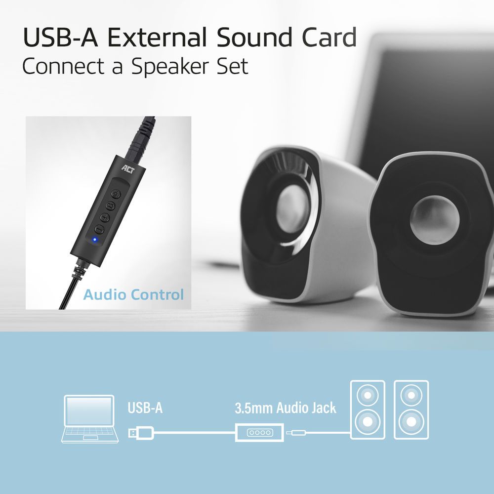ACT AC9360 USB-A External Sound Card 2.0 USB Hangkártya - Image 7
