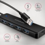 AXAGON HUE-C1A USB-A 5GBPS TRAVEL HUB Black - Image 2
