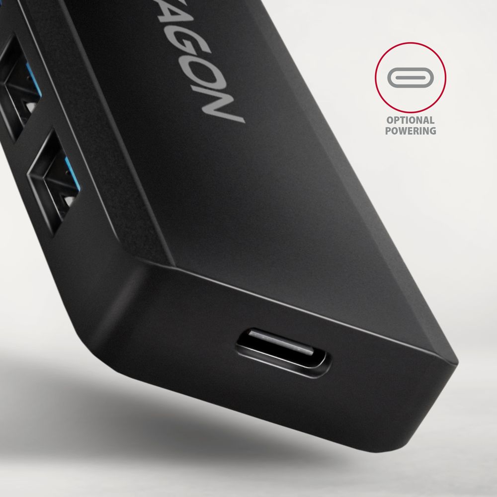 AXAGON HUE-C1A USB-A 5GBPS TRAVEL HUB Black - Image 4