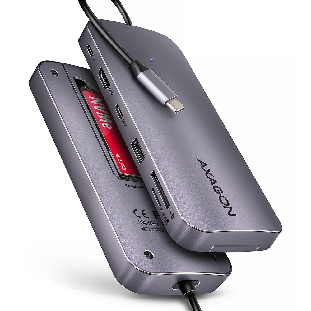 AXAGON HMC-6GM2 USB-C 10GBPS GEN2COMBO 6IN1 HUB - Image 1