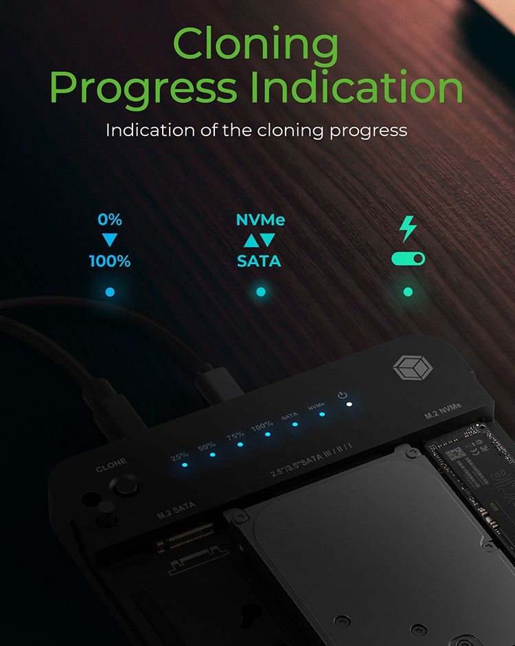 Raidsonic IcyBox IB-2915MSCL-C31 CloneStation & DockingStation for M.2 NVME & SATA 2.5”/3.5” SSD/HDD - Image 3