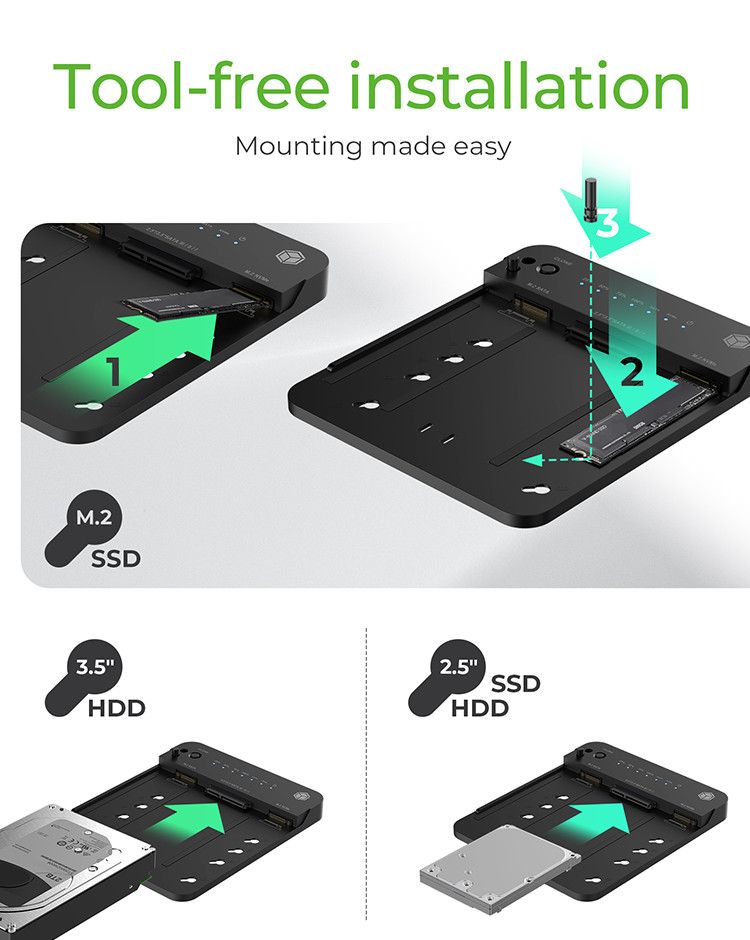 Raidsonic IcyBox IB-2915MSCL-C31 CloneStation & DockingStation for M.2 NVME & SATA 2.5”/3.5” SSD/HDD - Image 4