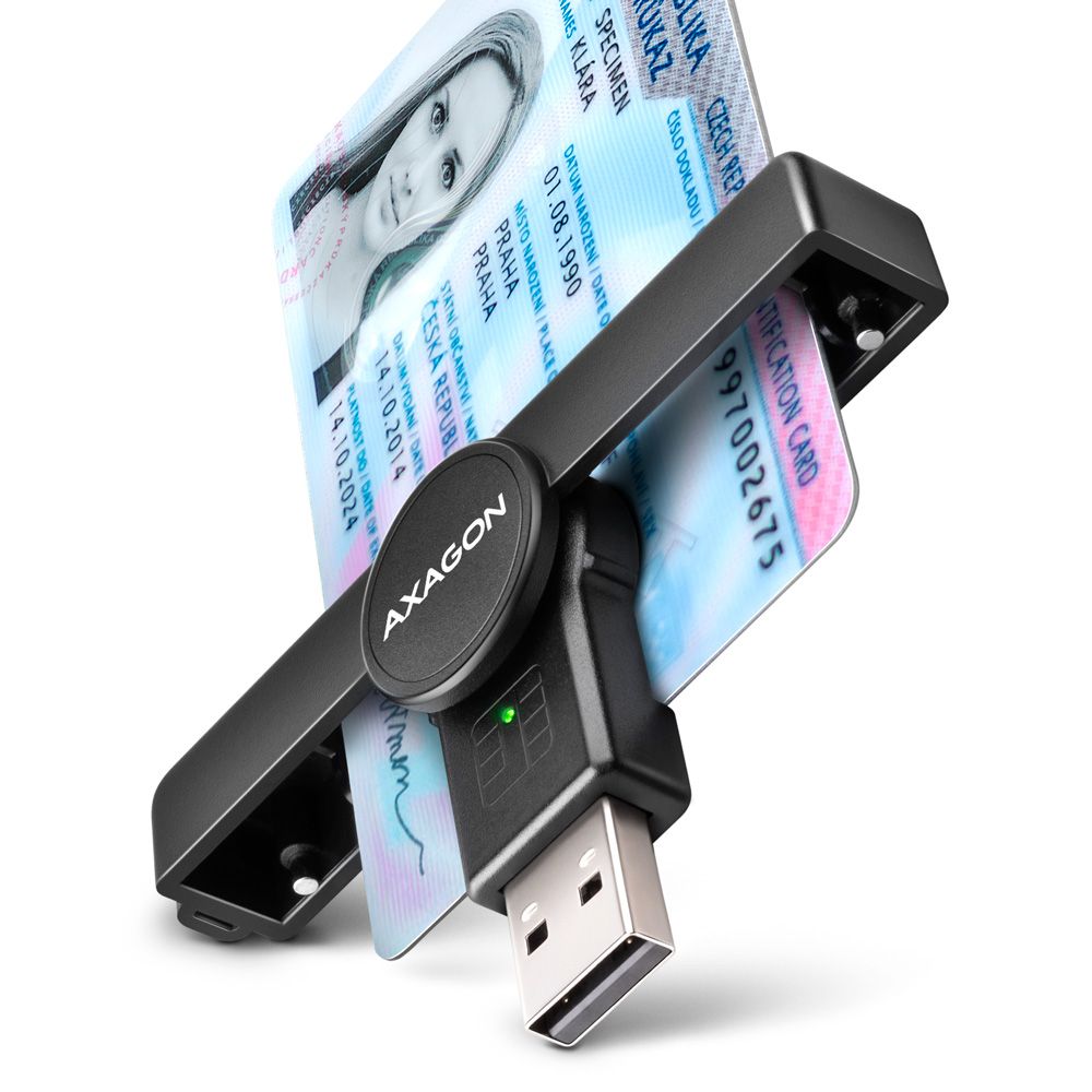 AXAGON CRE-SMPA PocketReader USB-A Smart Card Reader Black - Image 1
