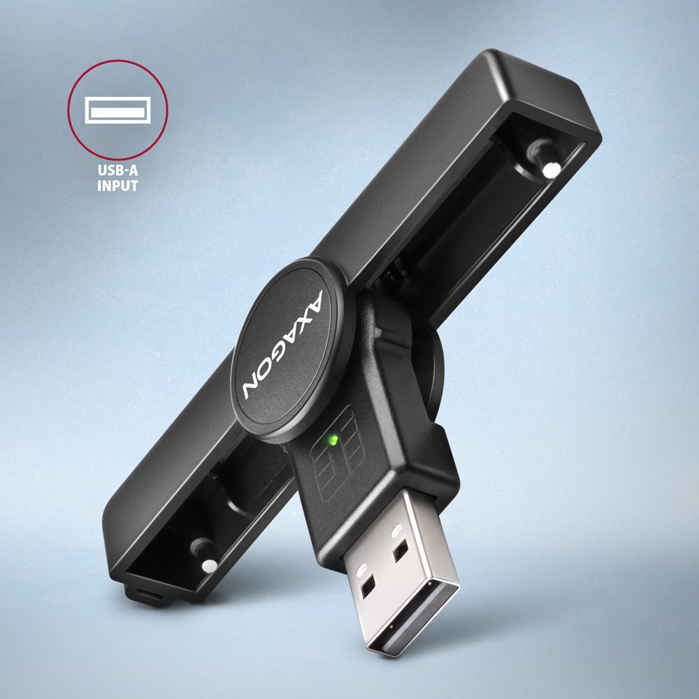 AXAGON CRE-SMPA PocketReader USB-A Smart Card Reader Black - Image 3