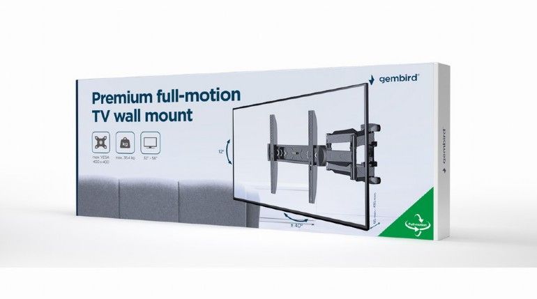 Gembird WM-58ST-01 Premium full-motion TV wall mount 32”-58” Black - Image 12