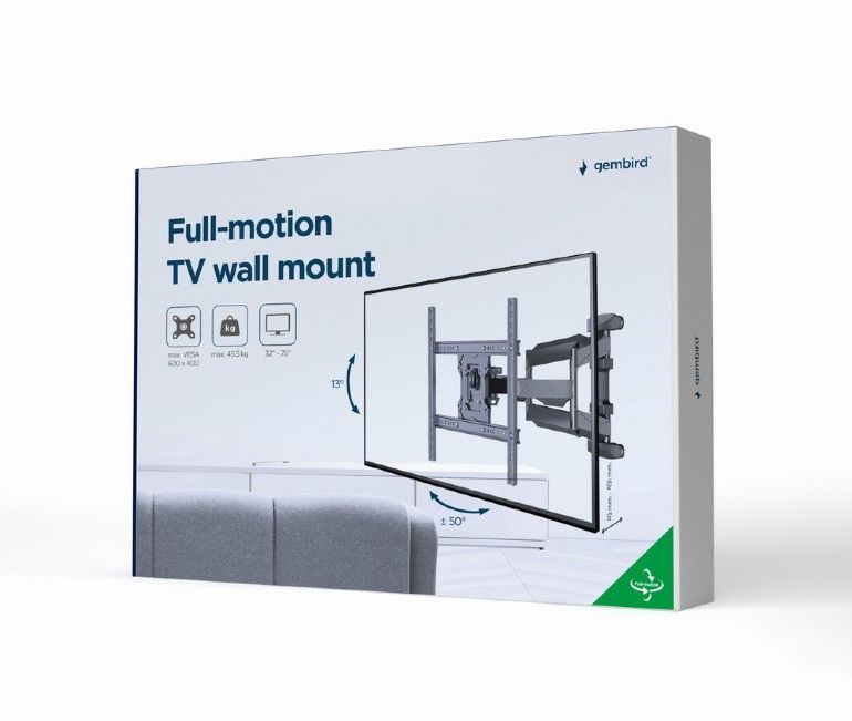 Gembird WM-75ST-01 Full-motion TV wall mount 32”-75” Black - Image 6