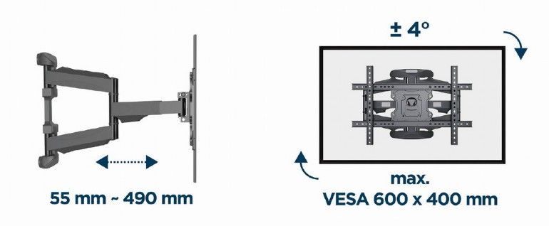 Gembird WM-75ST-02 Full-motion TV wall mount 32”-75” Black - Image 6
