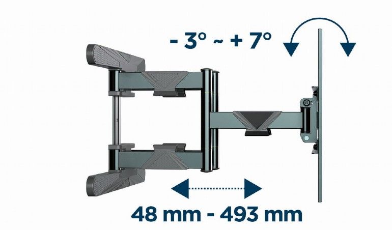 Gembird WM-80ST-01 Full-motion TV wall mount 40”-80” Black - Image 6