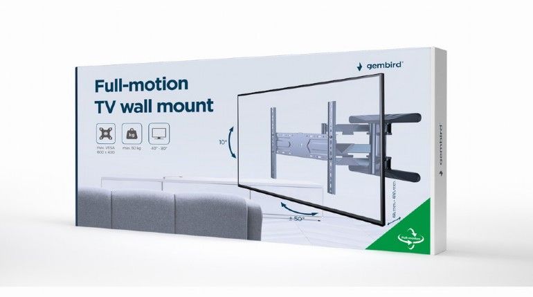Gembird WM-80ST-01 Full-motion TV wall mount 40”-80” Black - Image 8