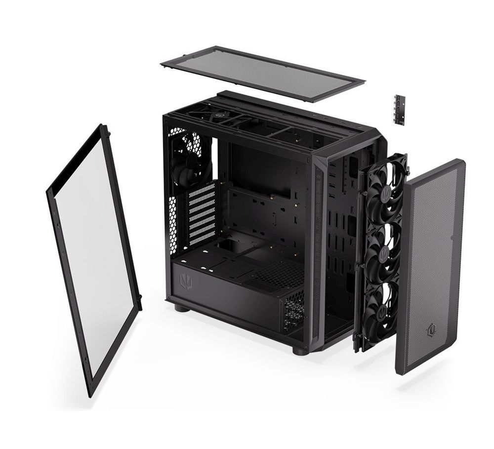 Endorfy Számítógépház - Arx 700 Air (ATX /micro ATX/ITX, 1xUSB-C, 2xUSB3.0, 5x12cm ventilátor, ablakos, fekete) - Image 9