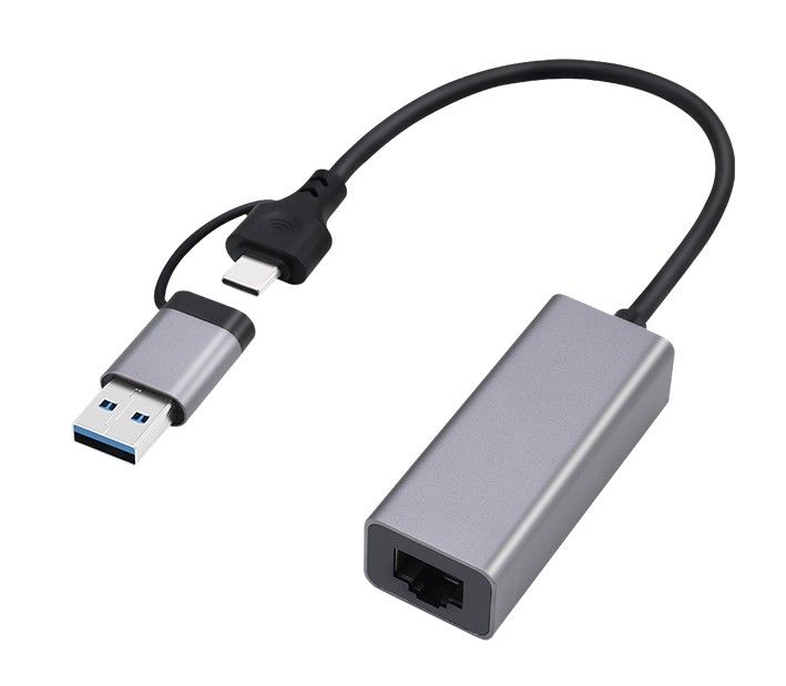 Gembird A-USB3AC-LAN-01 USB 3.1 + type-C Gigabit network adapter Space Grey - Image 1