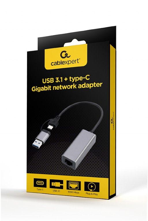 Gembird A-USB3AC-LAN-01 USB 3.1 + type-C Gigabit network adapter Space Grey - Image 3