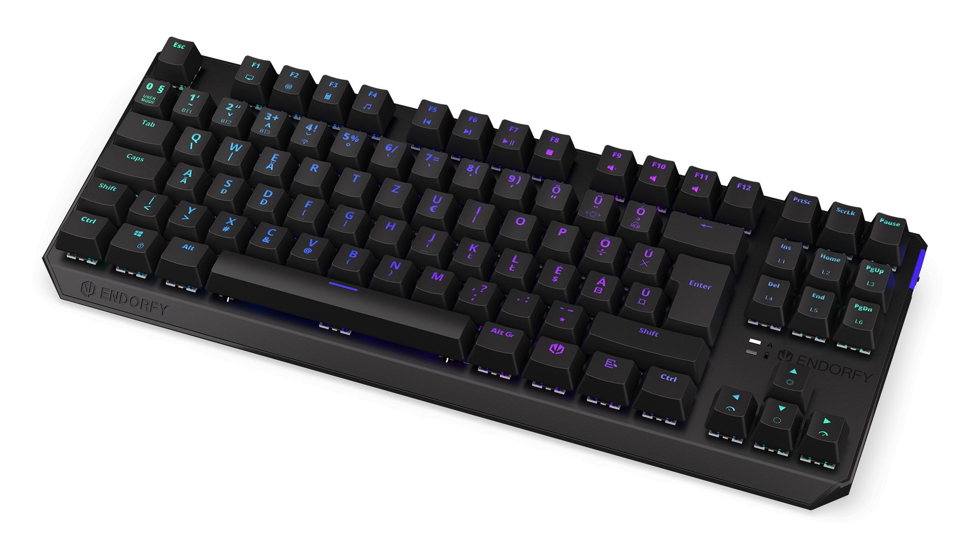 Endorfy Wireless Billentyűzet - Thock TKL (RGB Kailh Red Switch, mechanikus, 87 gomb, HU, fekete) - Image 1