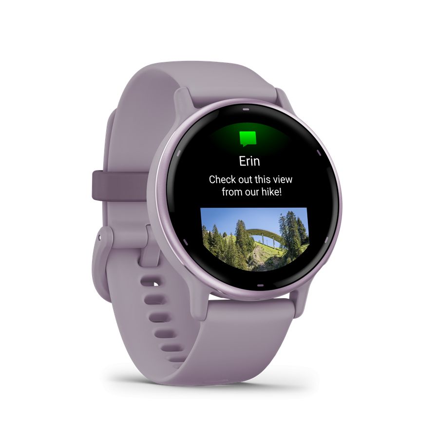 Garmin Vivoactive 5 Metallic Orchid Aluminium Bezel with Orchid Case and Silicone Band - Image 3