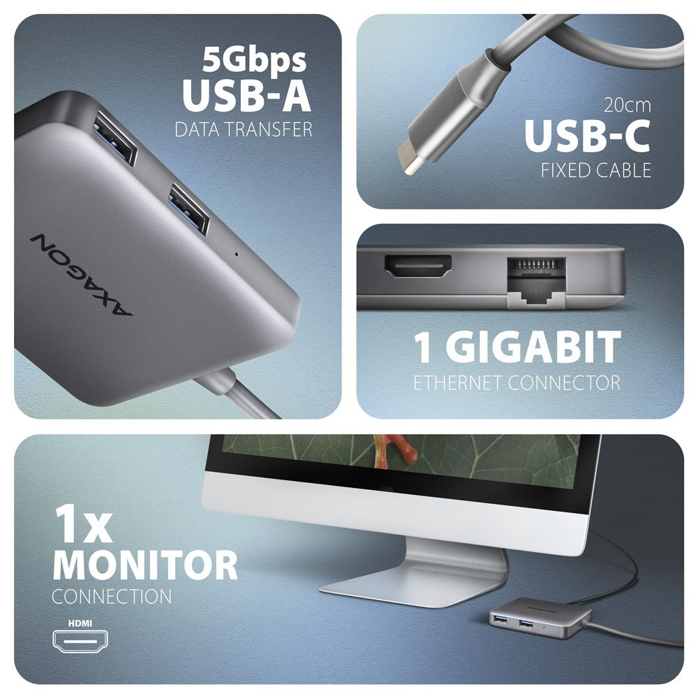 AXAGON HMC-5HL USB-C 5Gbps SuperSpeed 5in1 hub - Image 3