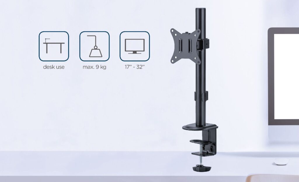 Gembird MA-D1-02 Desk mounted single monitor arm 17”-32” Black - Image 10
