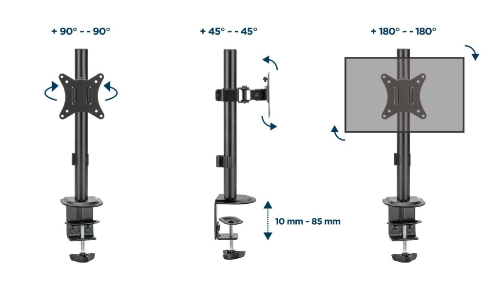 Gembird MA-D1-02 Desk mounted single monitor arm 17”-32” Black - Image 9