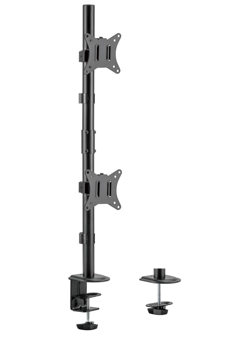 Gembird MA-D2-02 Adjustable 2-display vertical desk mount 17”-32” Black - Image 2