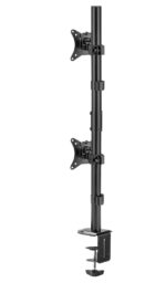 Gembird MA-D2-02 Adjustable 2-display vertical desk mount 17”-32” Black - Image 3