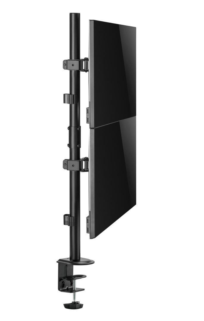 Gembird MA-D2-02 Adjustable 2-display vertical desk mount 17”-32” Black - Image 8