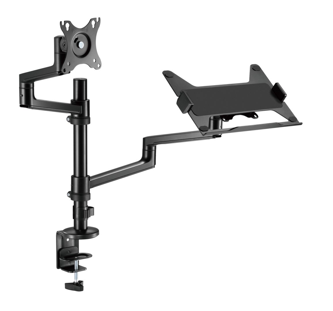 Gembird MA-DA-04 Desk mounted adjustable monitor arm with notebook tray 17"-32" Black - Image 1