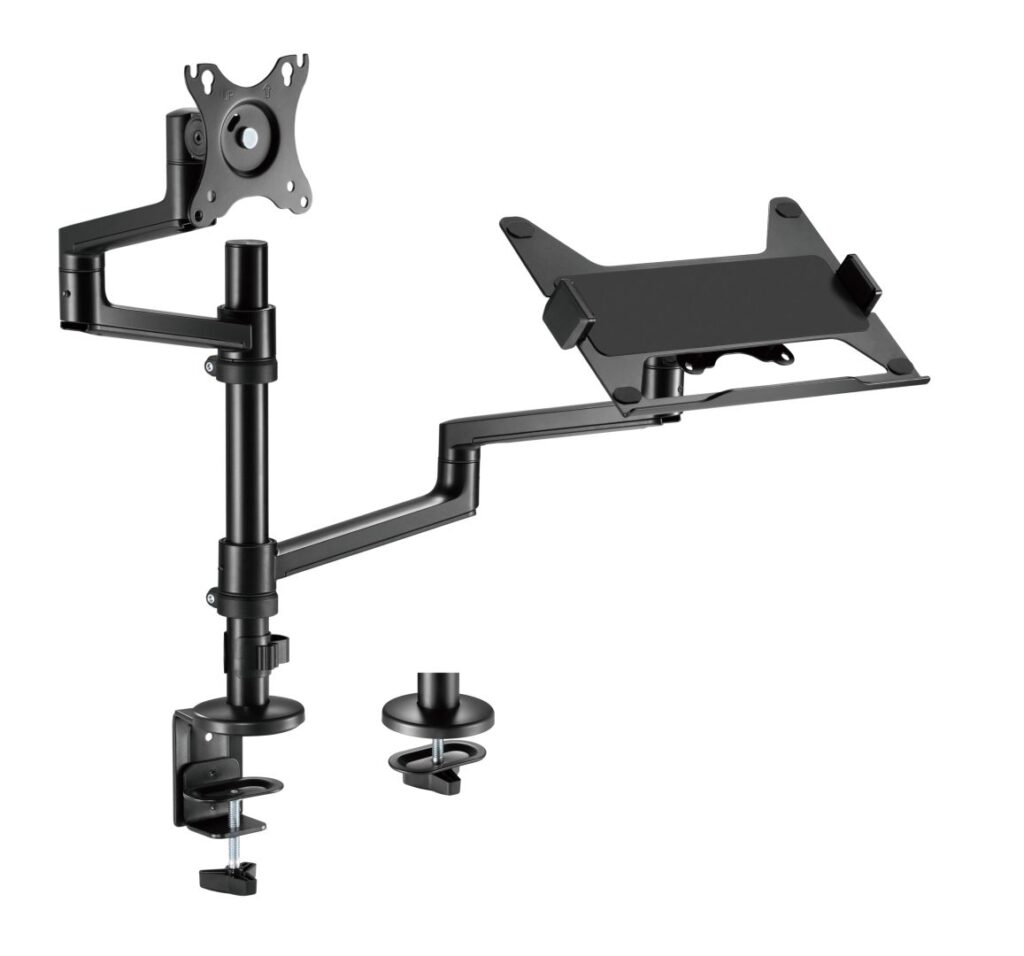 Gembird MA-DA-04 Desk mounted adjustable monitor arm with notebook tray 17"-32" Black - Image 2