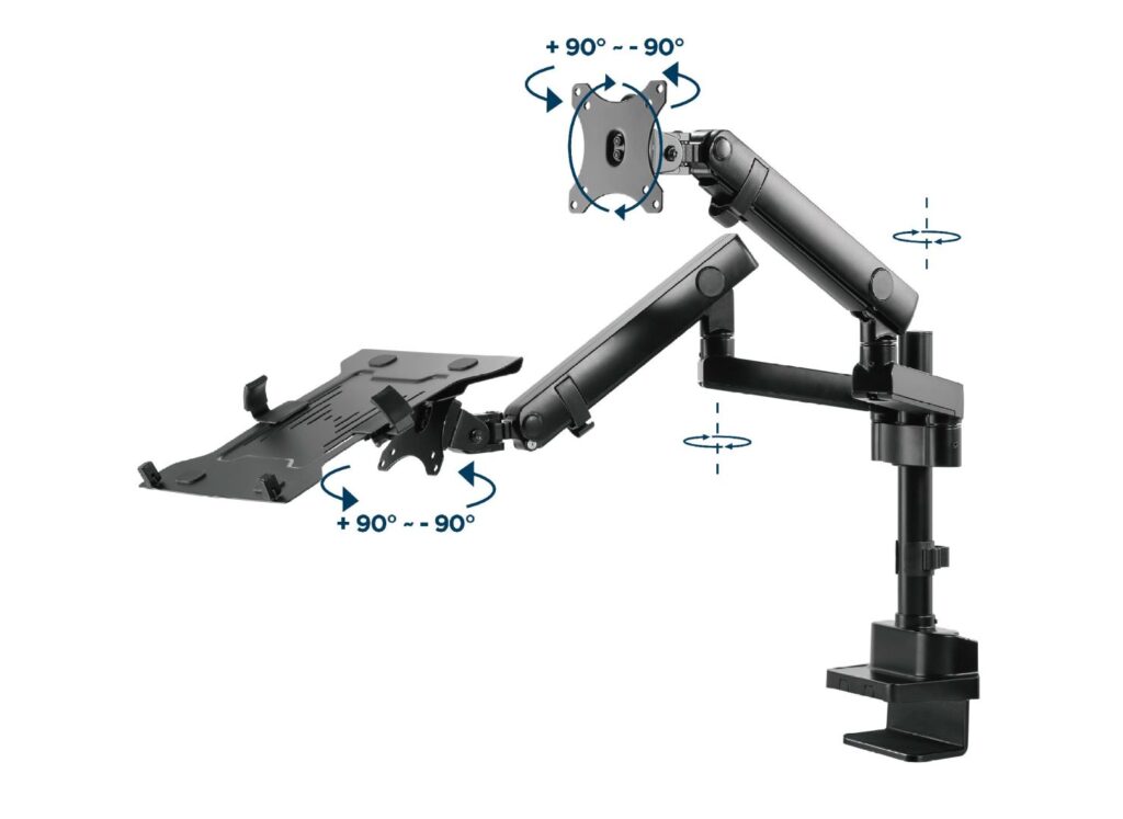 Gembird MA-DA3-02 Desk mounted adjustable monitor arm with notebook tray (full-motion) 17"-32" Black - Image 10