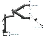 Gembird MA-DA3-02 Desk mounted adjustable monitor arm with notebook tray (full-motion) 17"-32" Black - Image 11