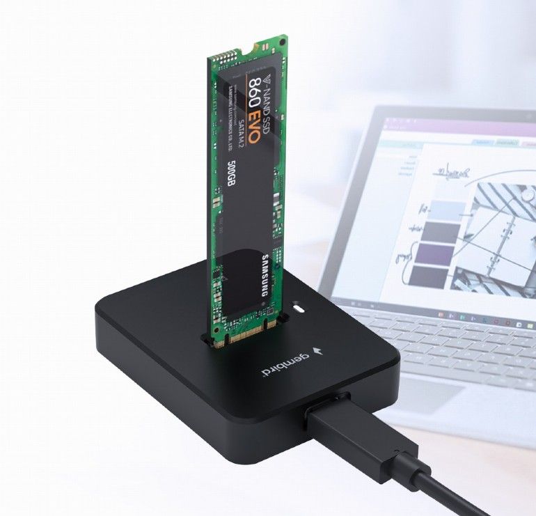 Gembird Desktop USB Type-C M.2 SATA NVME SSD Docking Station Black - Image 1