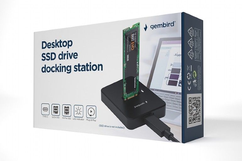 Gembird Desktop USB Type-C M.2 SATA NVME SSD Docking Station Black - Image 3