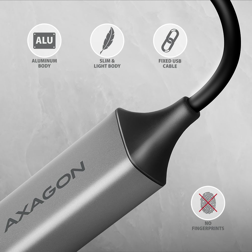 AXAGON ADE-TXCA USB-C + USB-A Gigabit Ethernet Adapter Grey - Image 5