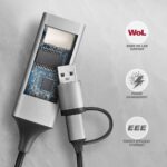 AXAGON ADE-TXCA USB-C + USB-A Gigabit Ethernet Adapter Grey - Image 7