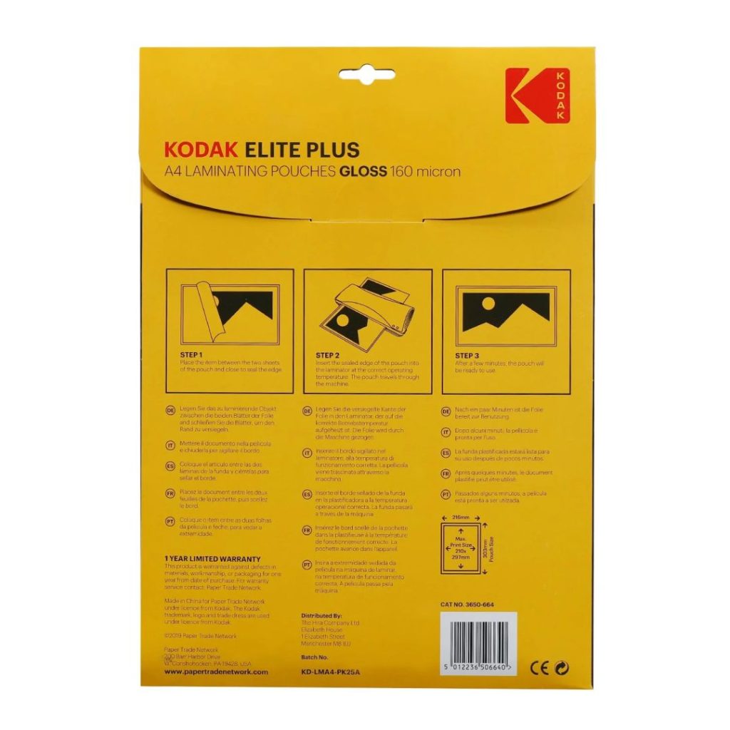 Kodak Lamináló fólia (fényes) A4 160 micron 25db/cs - Image 2