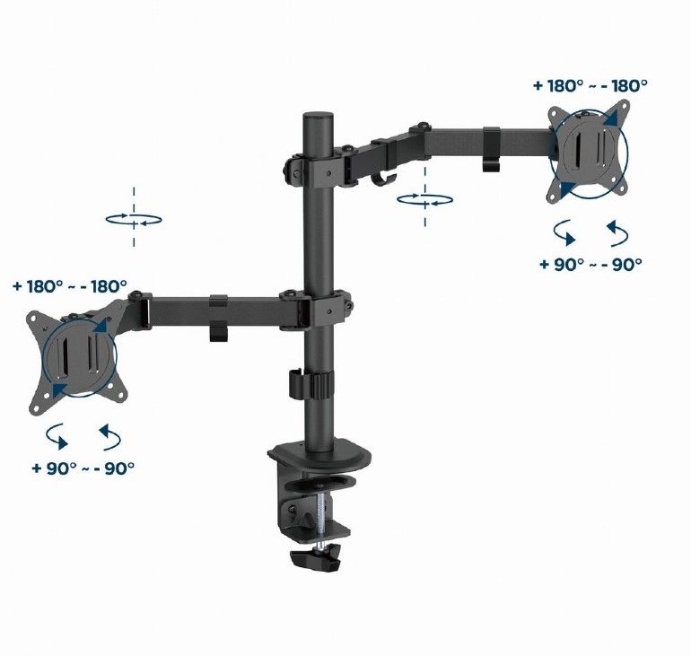 gembird-ma-d2-03-adjustable-desk-mounted-double-monitor-arm-17-32-black_1.jpg Gembird MA-D2-03 Adjustable desk mounted double monitor arm 17”-32” Black - Image 1