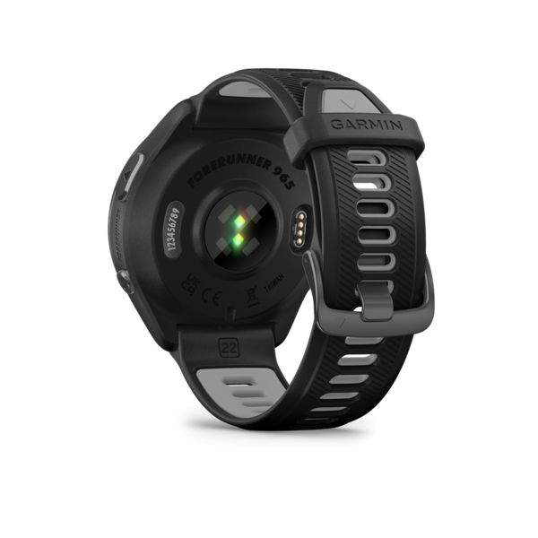 Garmin Forerunner 965 Carbon Grey DLC Titanium Bezel with Black Case and Black/Powder Grey Silicone Band - Image 4